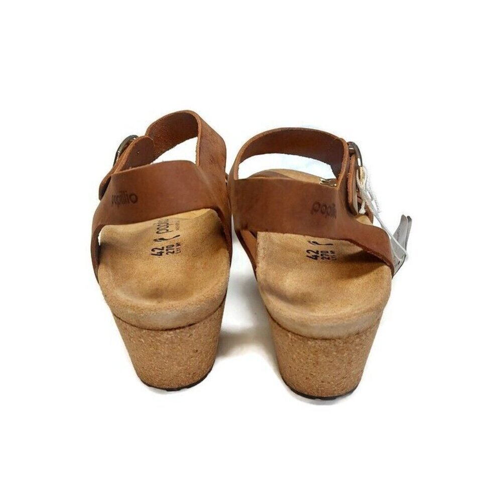Papillio By Birkenstock Soley Ring Buckle Wedge Sandals Sz 11 Cognac NARROW Fit - Picture 7 of 10